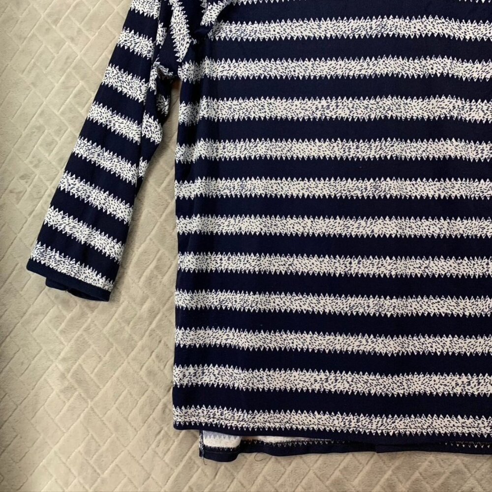 Uniti Shirt Womens Small Navy Blue Striped Zig Zag 3/4 Sleeve - Picture 3 of 14